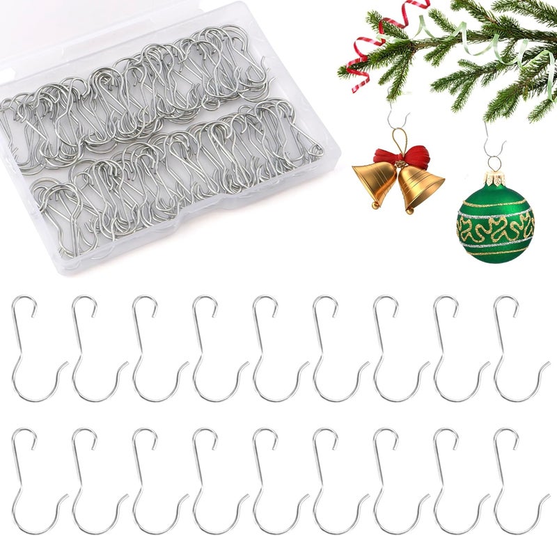 Luktastic Ornament Hooks, 100 Pack Ornament Hangers, Christmas Ornament Hooks, Ornament Hooks for Christmas Trees, Christmas Hooks for Ornaments, Christmas Tree Hooks Ornaments Christmas Tree Decorations,Sliver - Image 1